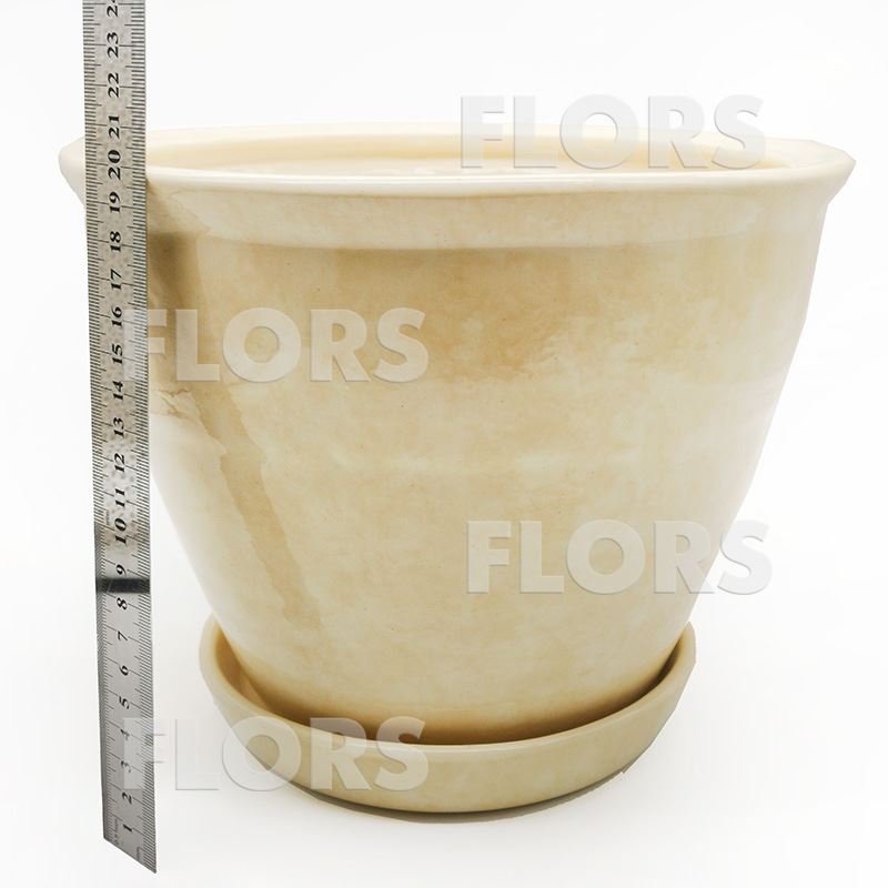 Горшок керамика №11 с подст. Бежевый