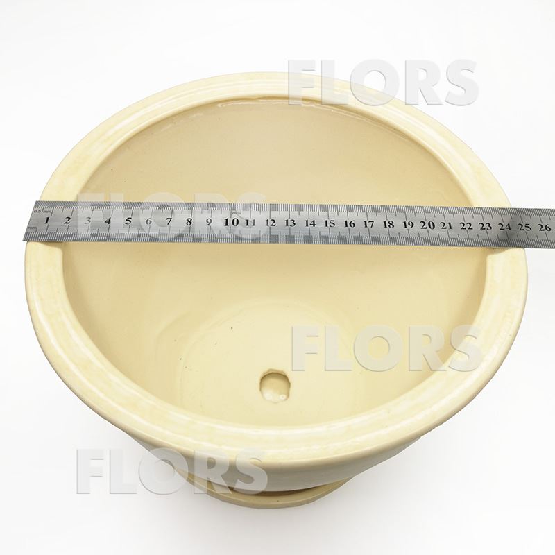 Горшок керамика №11 с подст. Бежевый