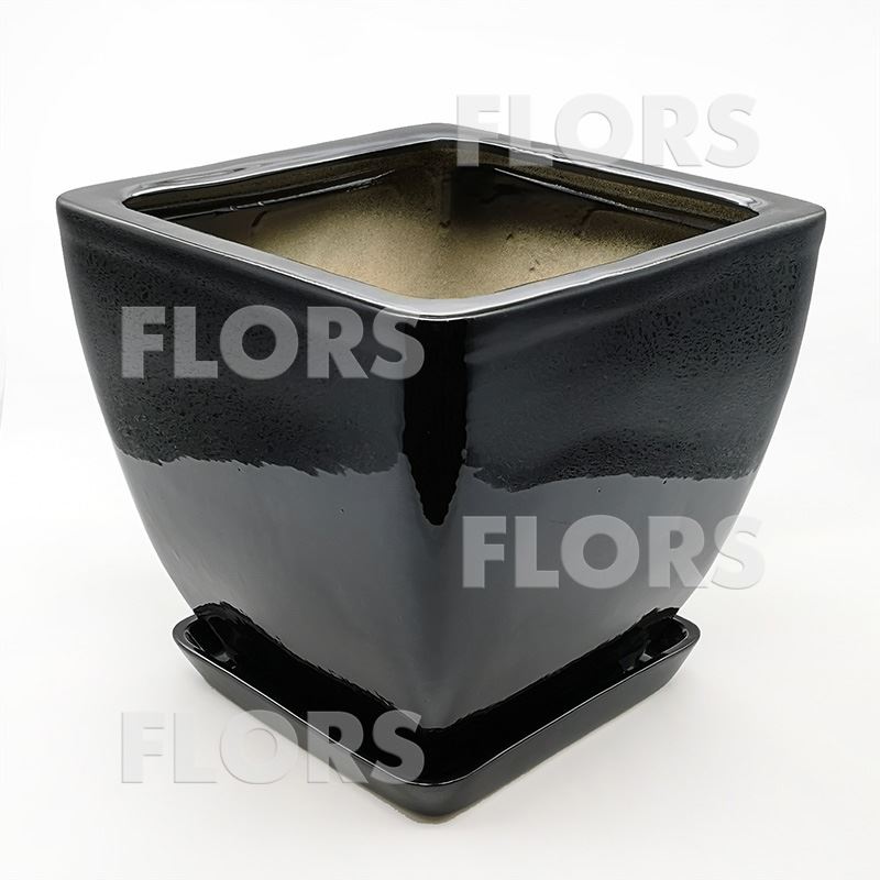 Горшок керамика Парус №03 с подст. Черный