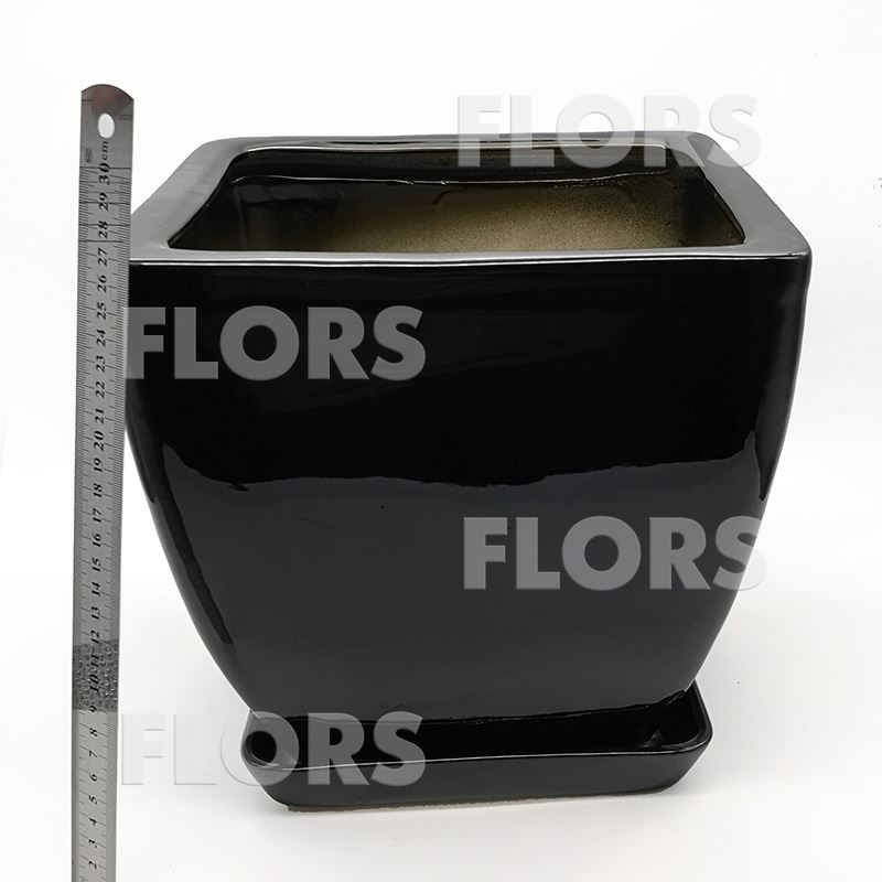 Горшок керамика Парус №03 с подст. Черный