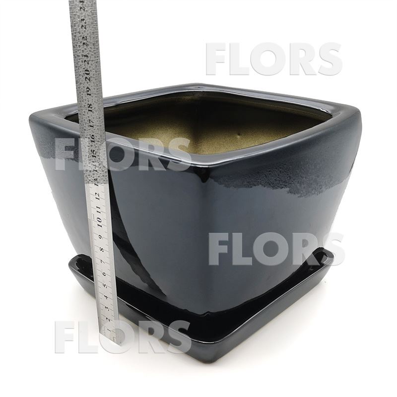 Горшок керамика Парус №01 с подст. Черный