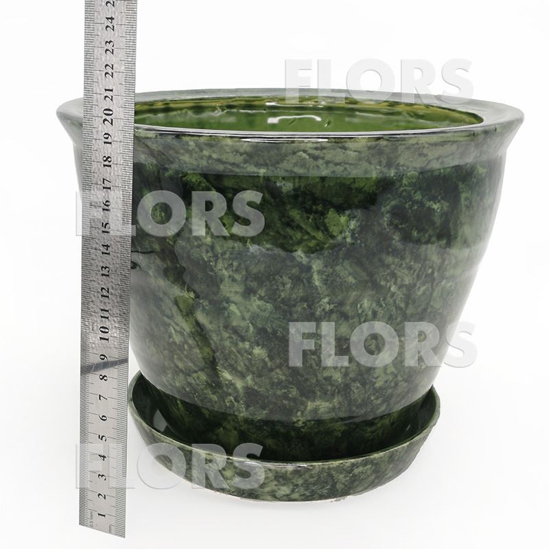 Горшок керамика №11 с подст. Зеленый