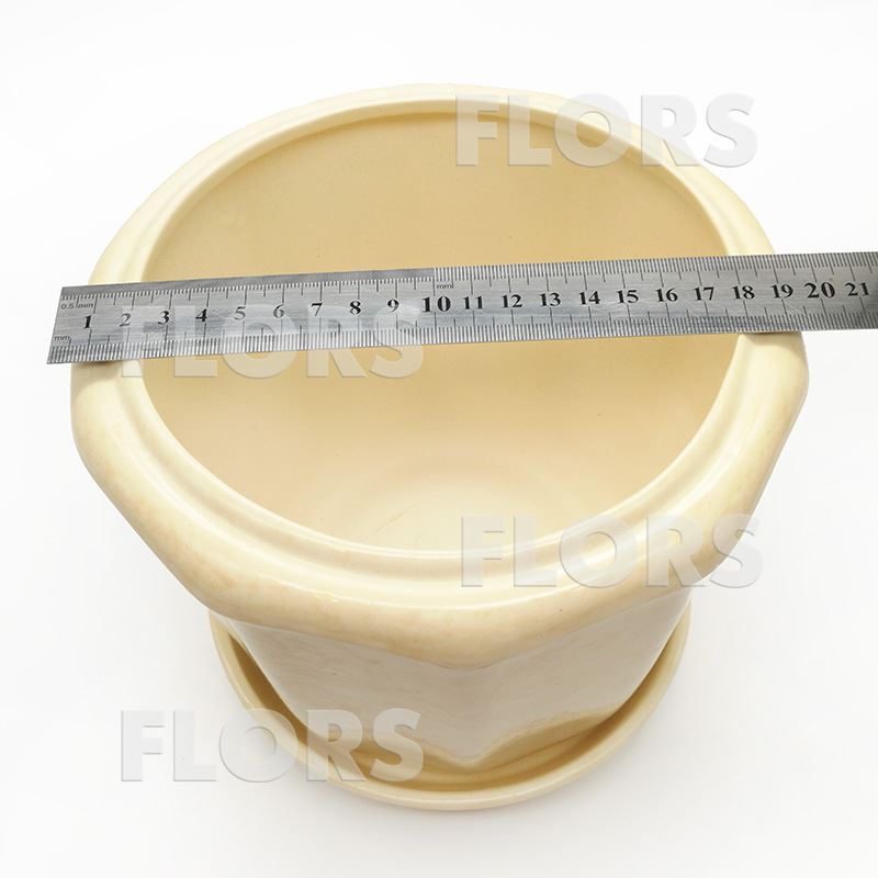 Горшок керамика №20 с подст. Бежевый