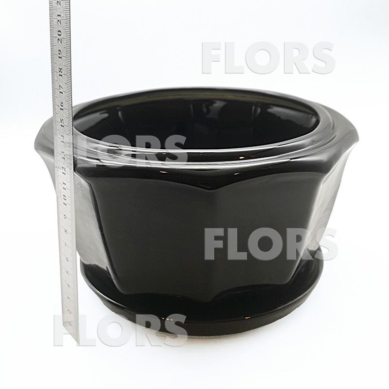 Горшок керамика №30 с подст. Черный