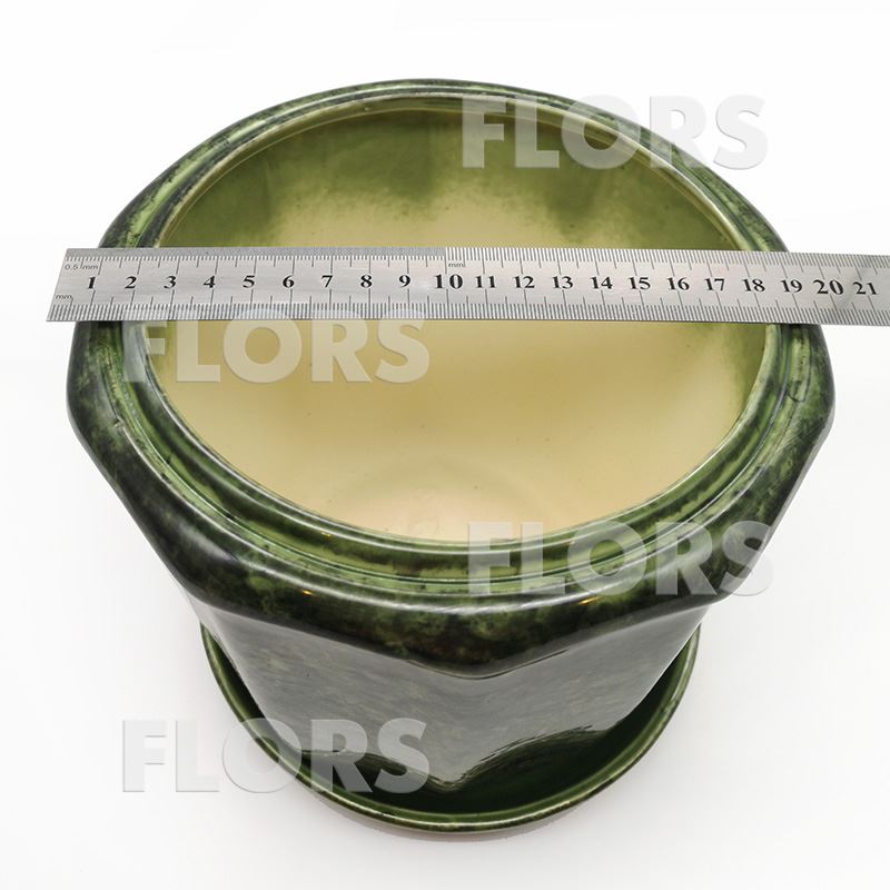 Горшок керамика №20 с подст. Зеленый
