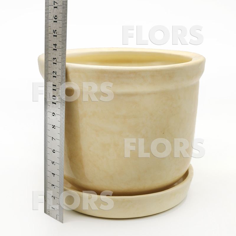 Горшок керамика №25 с подст. Бежевый