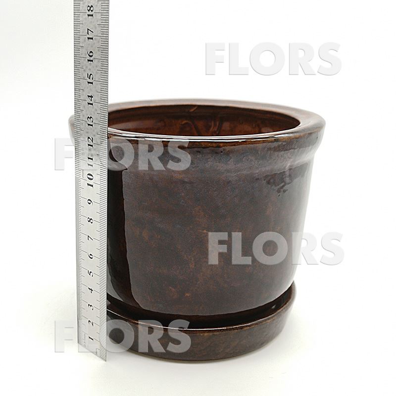 Горшок керамика №25 с подст. Коричневый