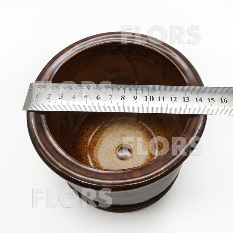 Горшок керамика №25 с подст. Коричневый