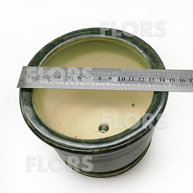 Горшок керамика №25 с подст. Зеленый