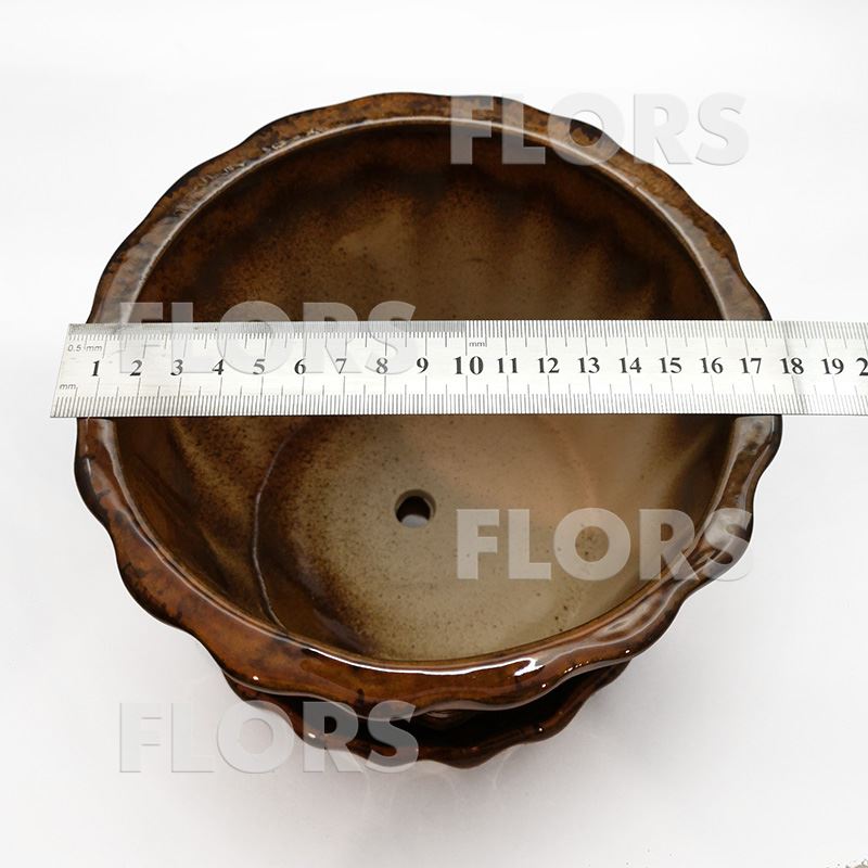 Горшок керамика №01 с подст. Коричневый