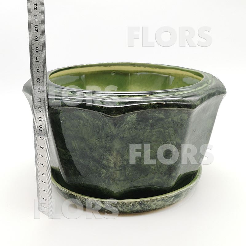 Горшок керамика №30 с подст. Зеленый