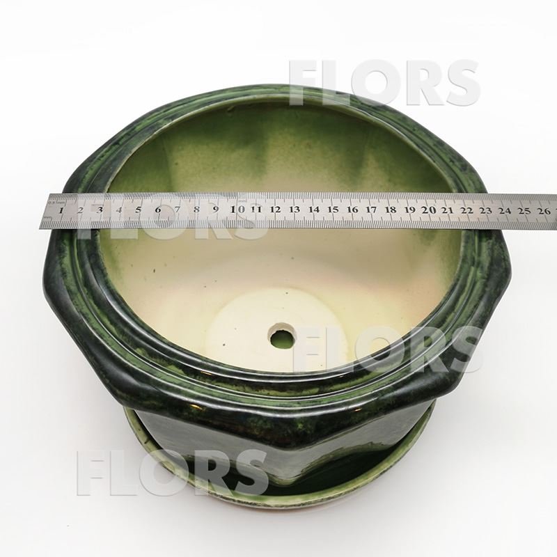 Горшок керамика №30 с подст. Зеленый