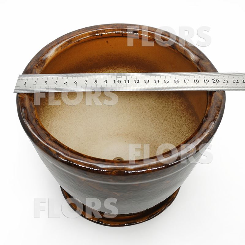 Горшок керамика Кедр №01 с подст. Коричневый