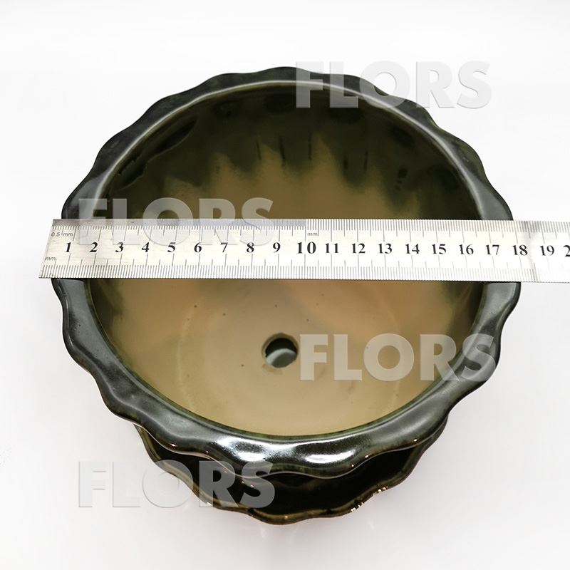 Горшок керамика №01 с подст. Зеленый