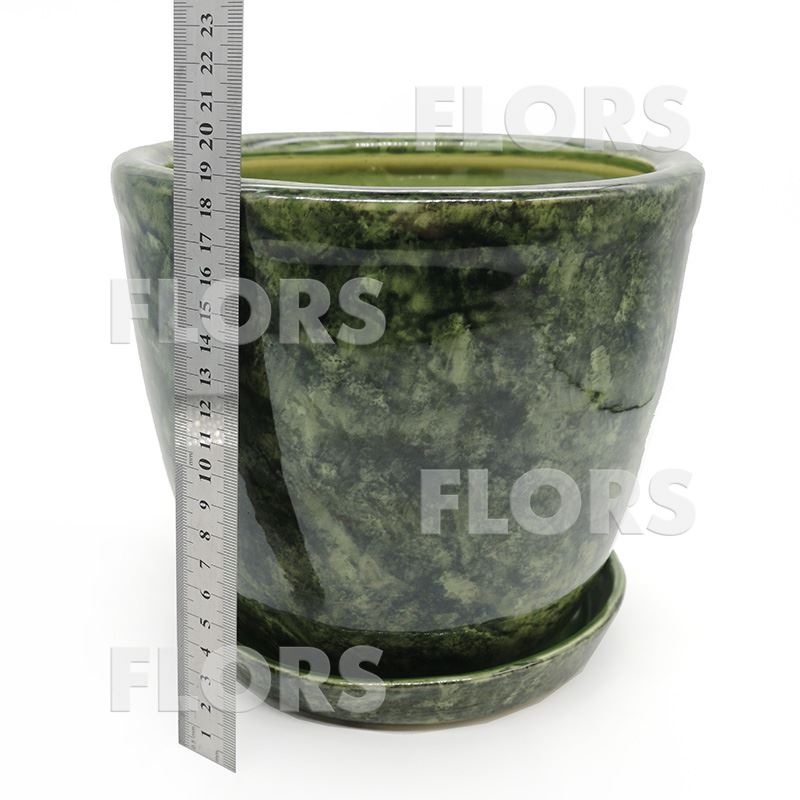 Горшок керамика Кедр №01 с подст. Зеленый