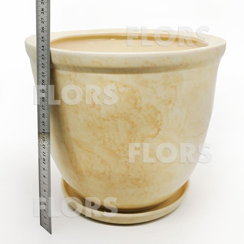 Горшок керамика Кедр №02 с подст. Бежевый