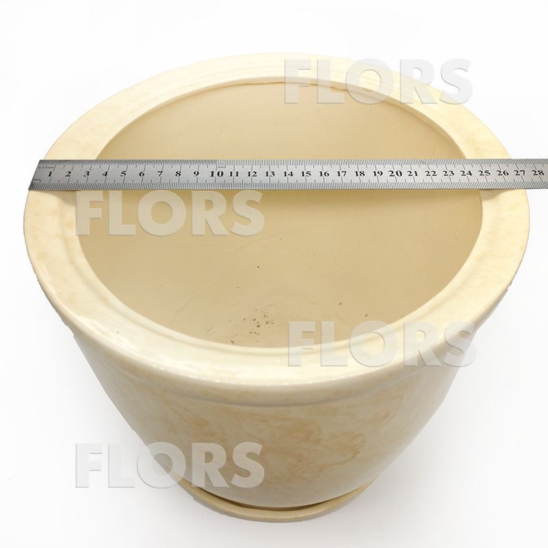 Горшок керамика Кедр №02 с подст. Бежевый