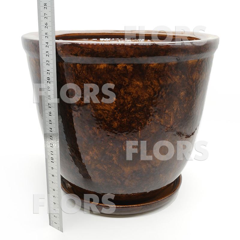 Горшок керамика Кедр №02 с подст. Коричневый