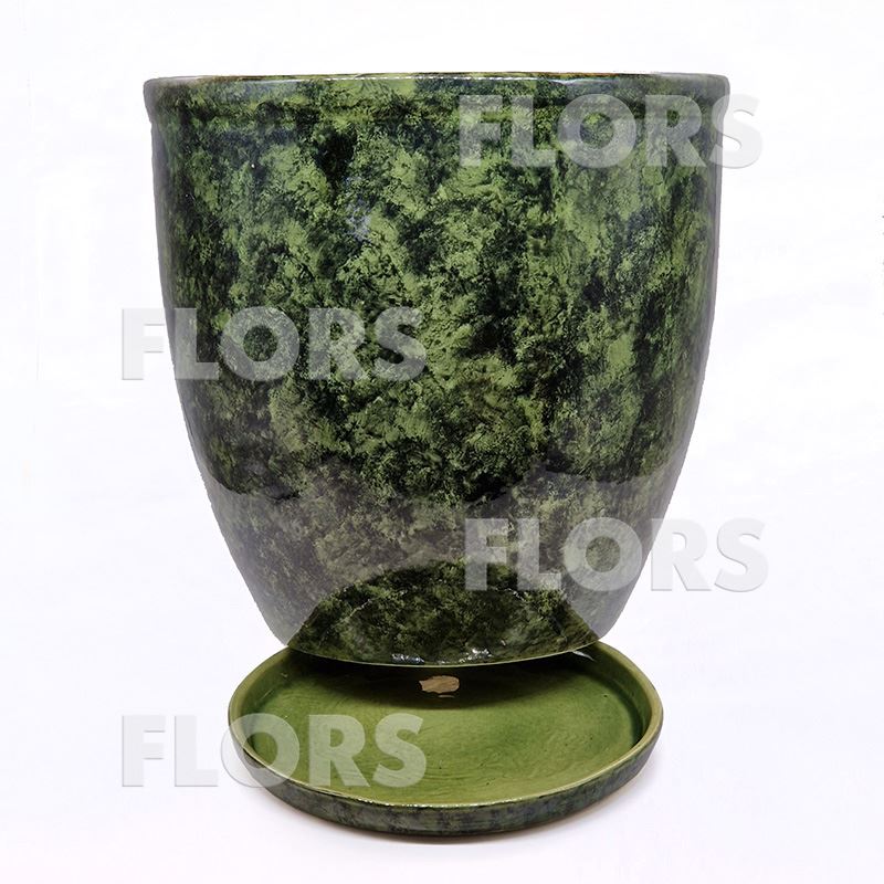 Горшок керамика Кедр №03 с подст. Зеленый