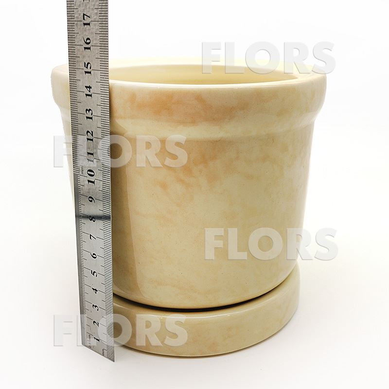 Горшок керамика Цилиндр №0,5 с подст. Бежевый