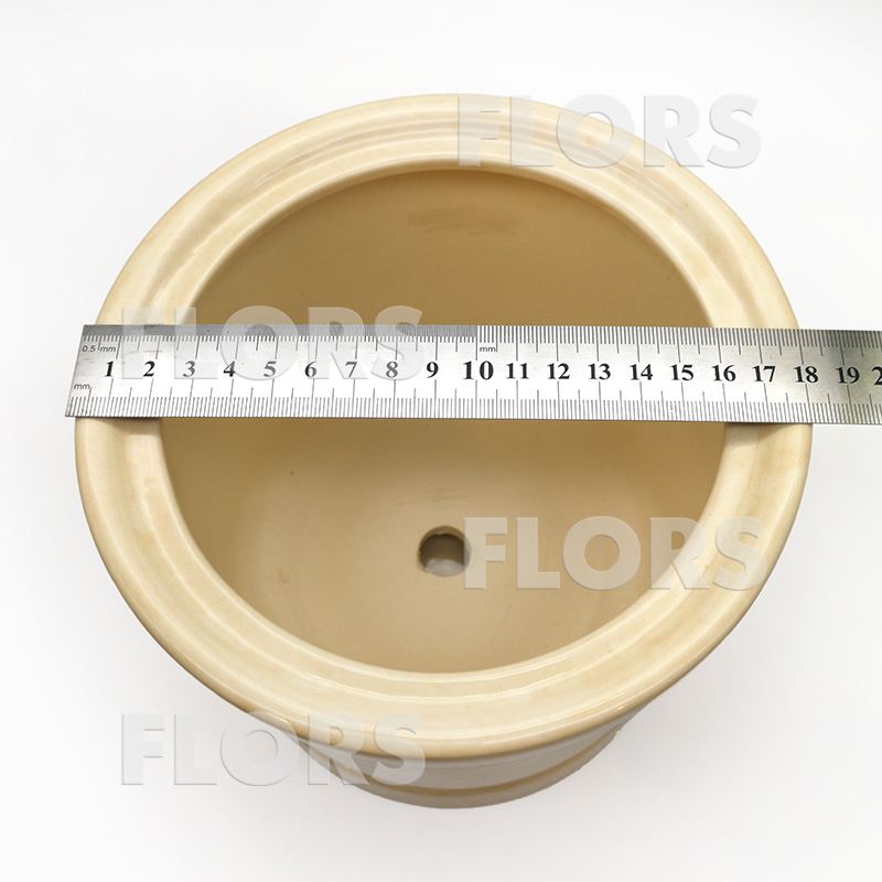 Горшок керамика Цилиндр №01 с подст. Бежевый