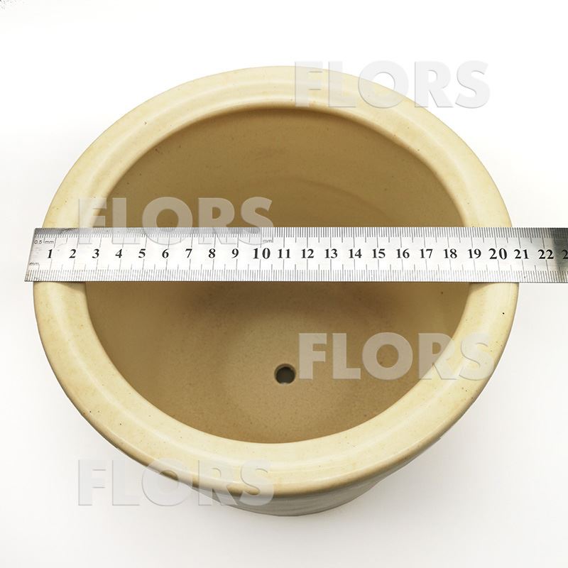 Горшок керамика Цилиндр №02 с подст. Бежевый