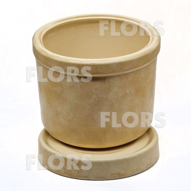 Горшок керамика Цилиндр №04 с подст. Бежевый