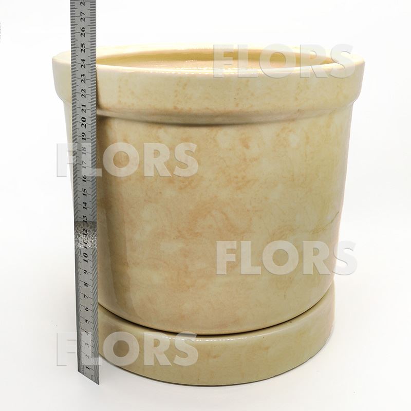 Горшок керамика Цилиндр №03 с подст. Бежевый