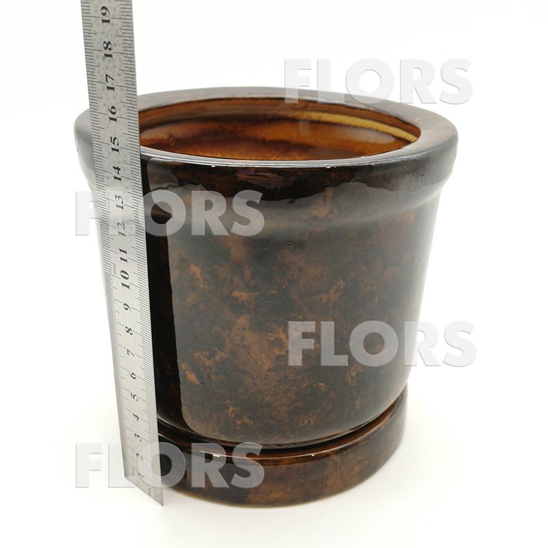 Горшок керамика Цилиндр №0,5 с подст. Коричневый