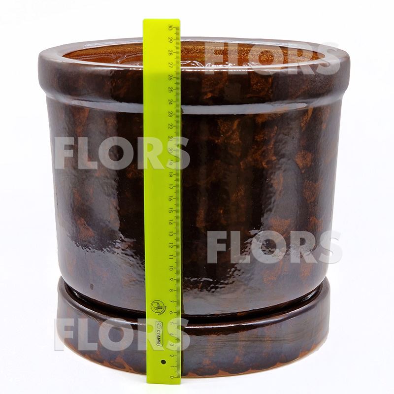 Горшок керамика Цилиндр №04 с подст. Коричневый