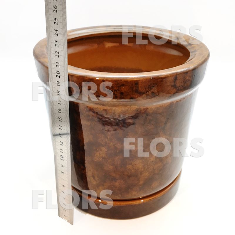 Горшок керамика Цилиндр №02 с подст. Коричневый