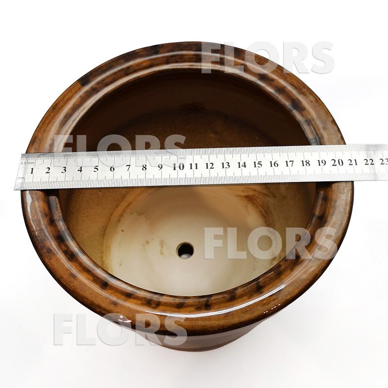 Горшок керамика Цилиндр №02 с подст. Коричневый