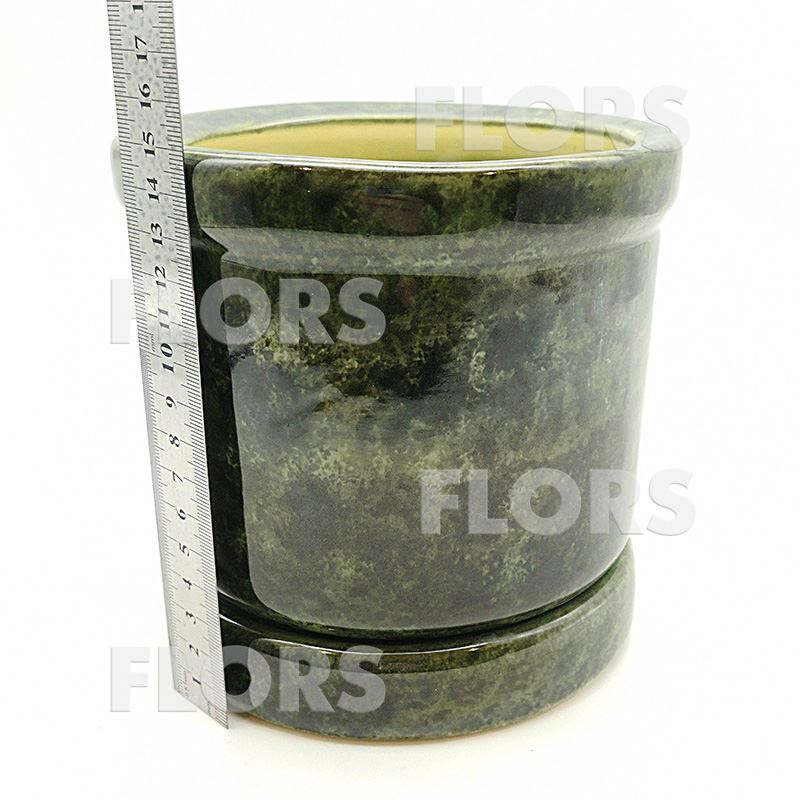 Горшок керамика Цилиндр №0,5 с подст. Зеленый