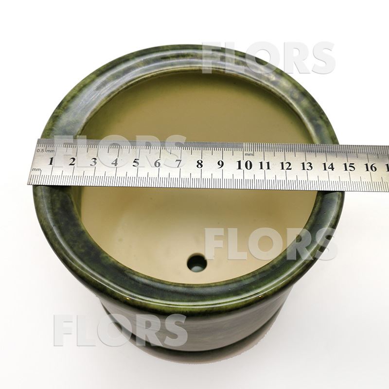 Горшок керамика Цилиндр №0,5 с подст. Зеленый