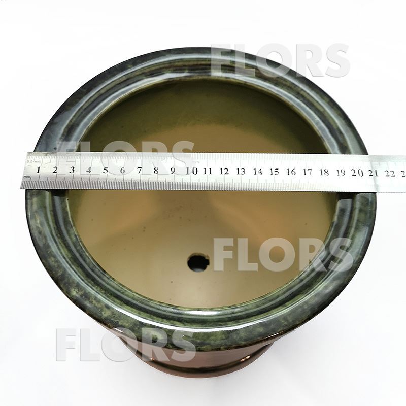 Горшок керамика Цилиндр №02 с подст. Зеленый