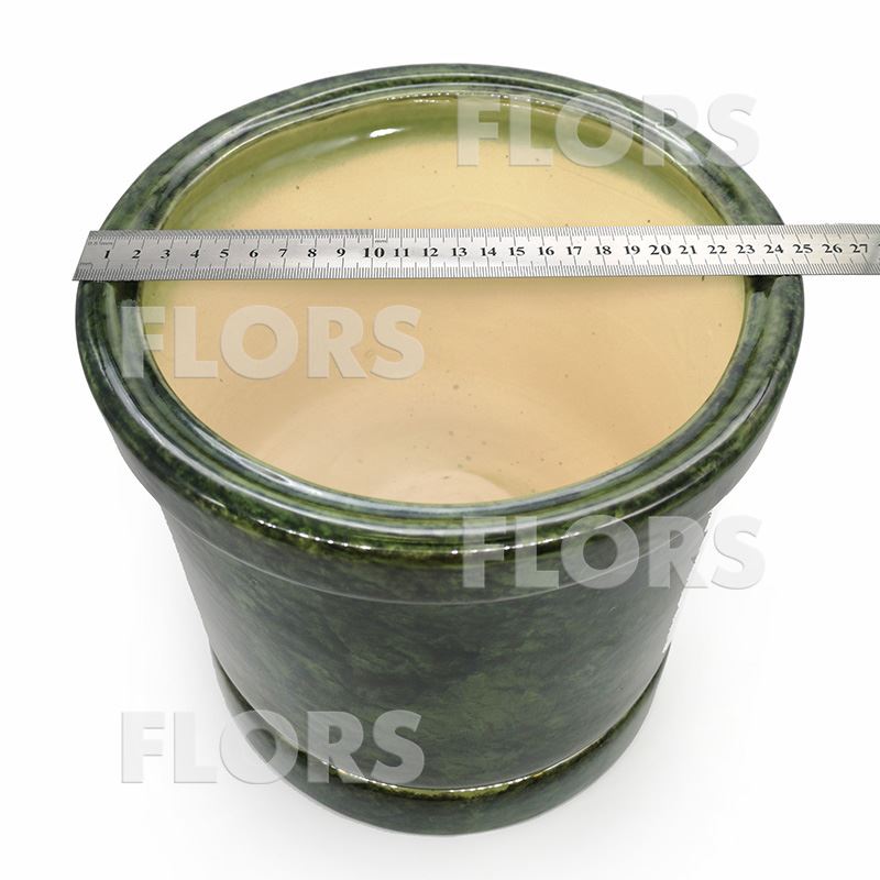 Горшок керамика Цилиндр №03 с подст. Зеленый