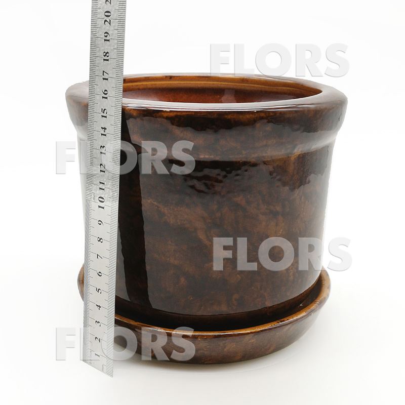 Горшок керамика №05 с подст. Коричневый