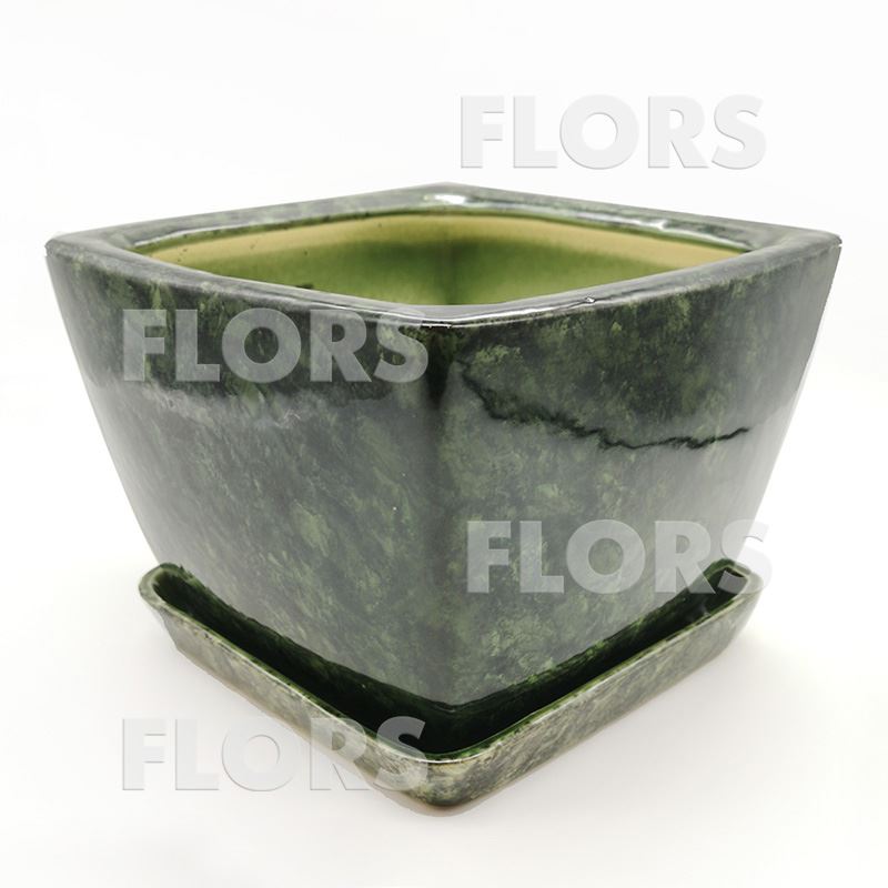 Горшок керамика Парус №01 с подст. Зеленый