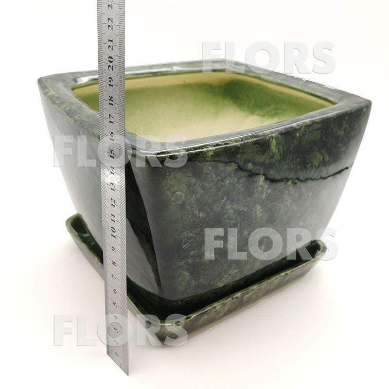 Горшок керамика Парус №01 с подст. Зеленый