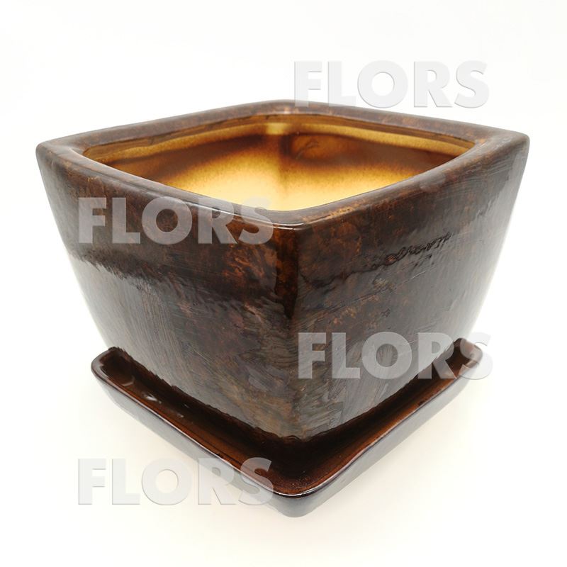 Горшок керамика Парус №01 с подст. Коричневый