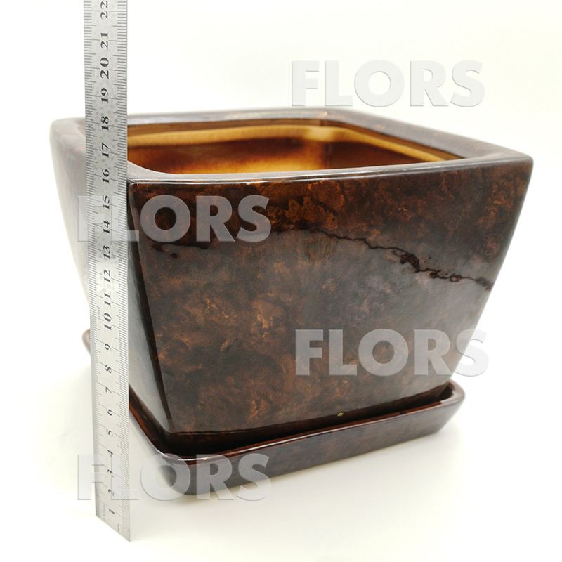 Горшок керамика Парус №01 с подст. Коричневый