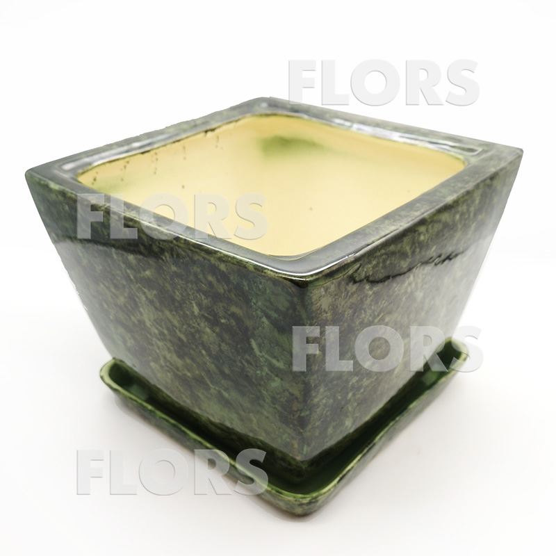 Горшок керамика Парус №02 с подст. Зеленый