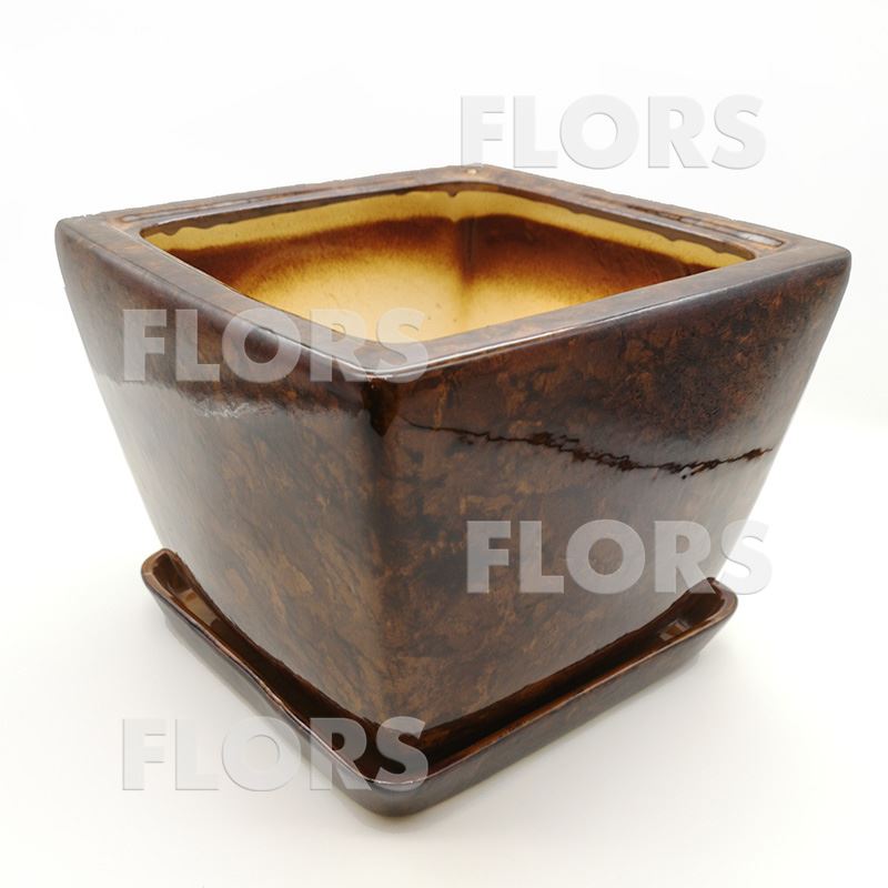 Горшок керамика Парус №02 с подст. Коричневый