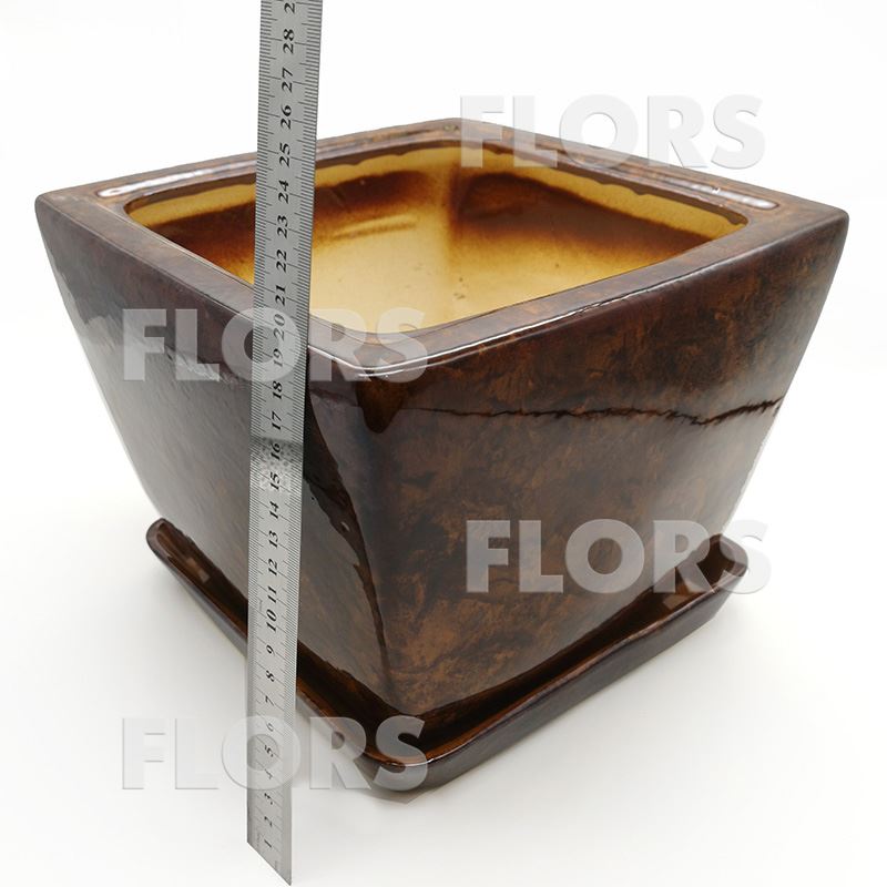 Горшок керамика Парус №02 с подст. Коричневый