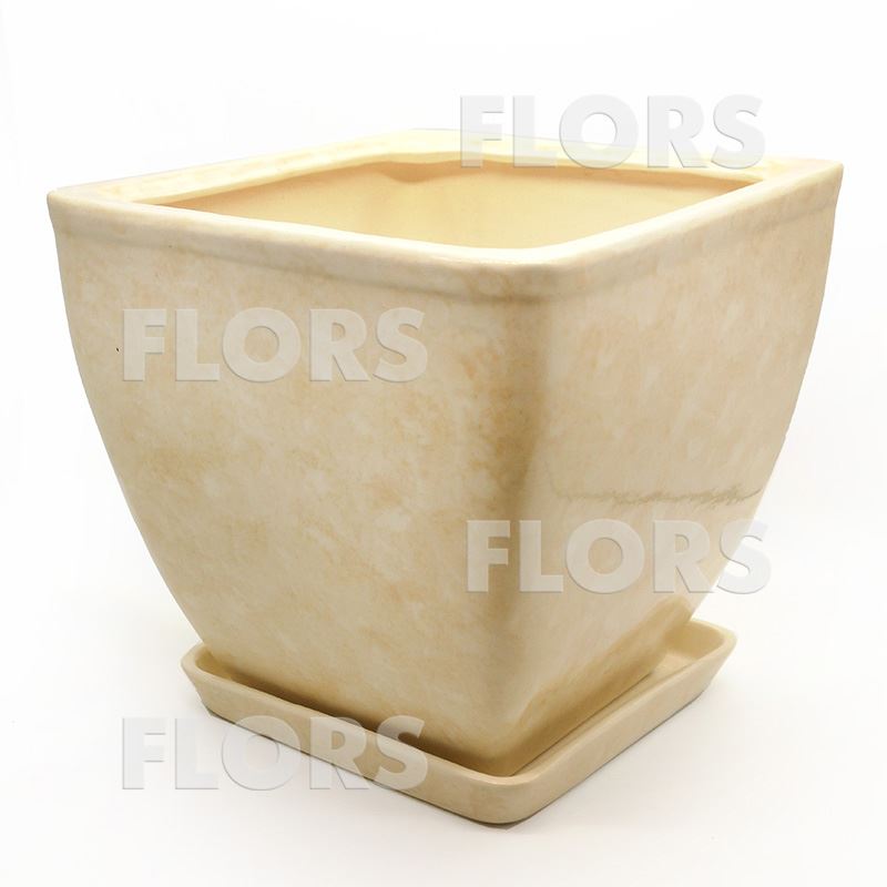 Горшок керамика Парус №03 с подст. Бежевый