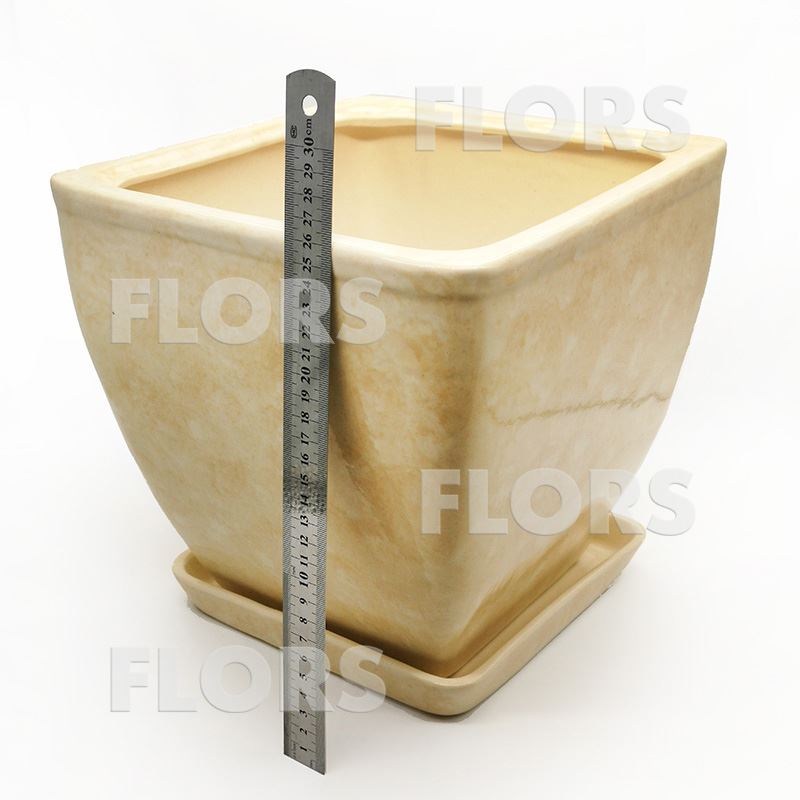 Горшок керамика Парус №03 с подст. Бежевый