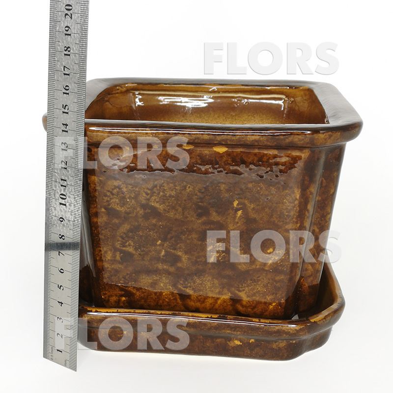 Горшок керамика №03 с подст. Коричневый