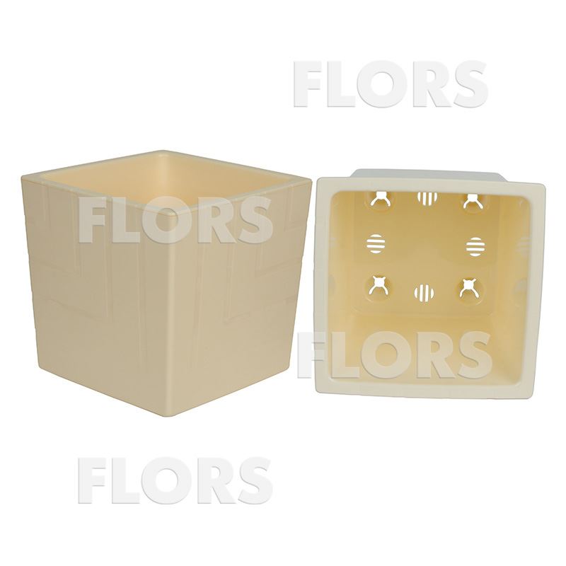 КВ16-31 КВАДРО Ванильный пластиковый горшок с вкладкой