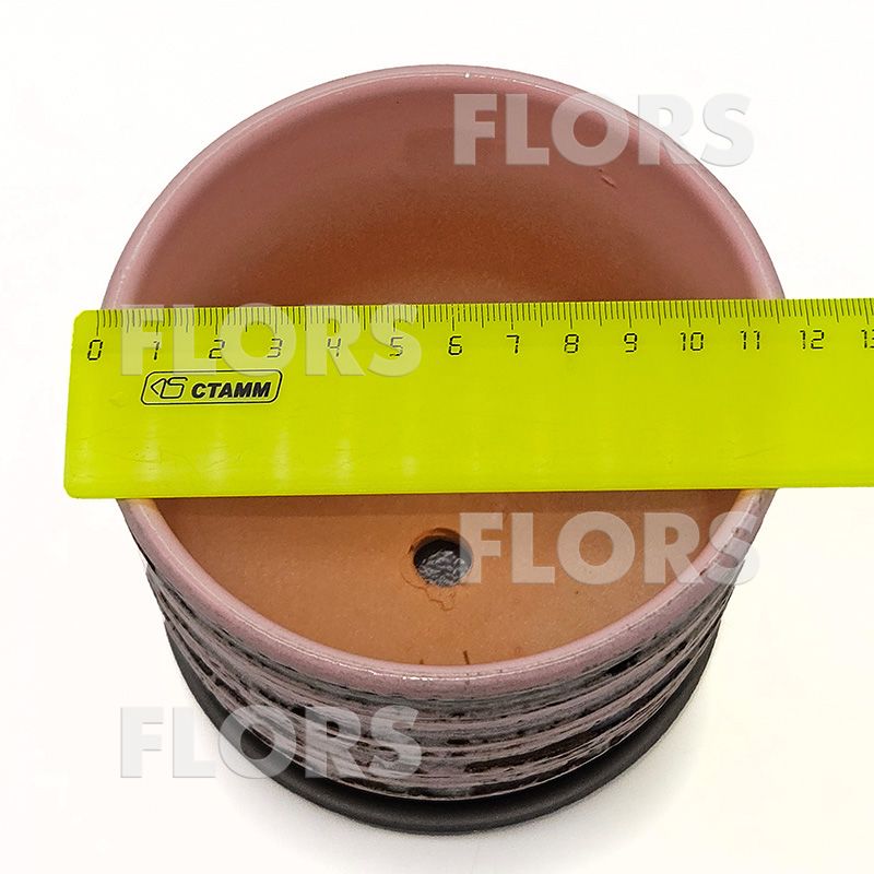 Комплект из 2-х горшков керамика Полоски розовый