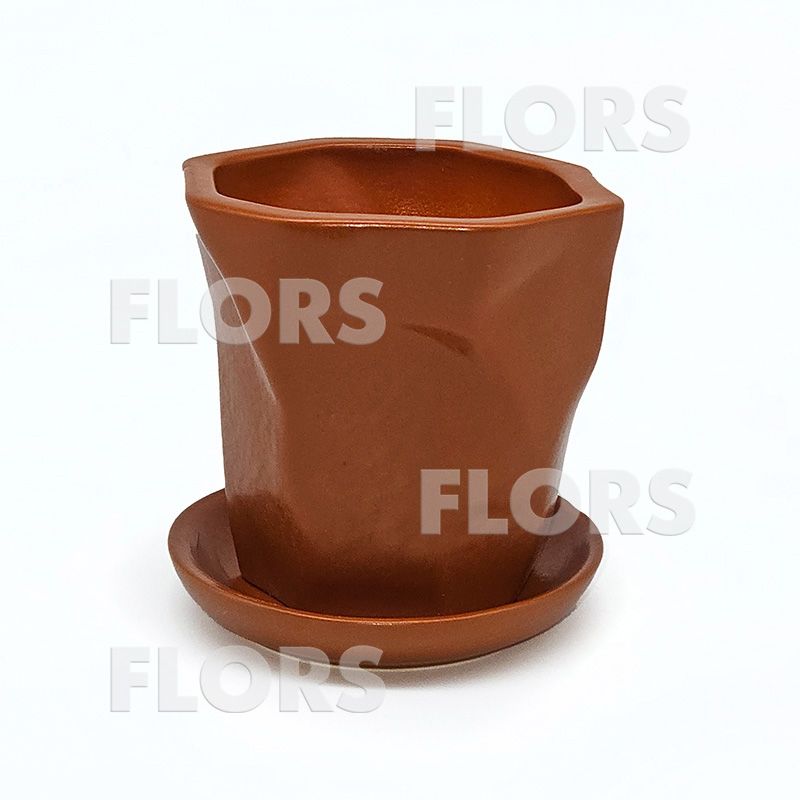 Комплект из 2-х горшков керамика Грани оранжевый